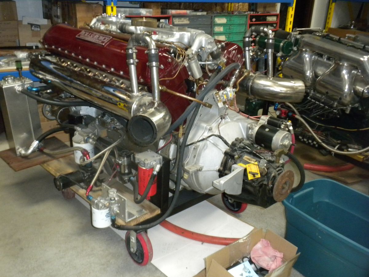 Falcnor V12 Racing Engine & Rolls Royce Meteor Engine on stands